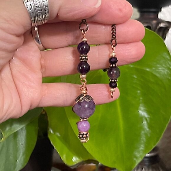 Handcrafted Amethyst Copper Dowsing Pendulum 10 inch By True Healing Source - Picture 6 of 7
